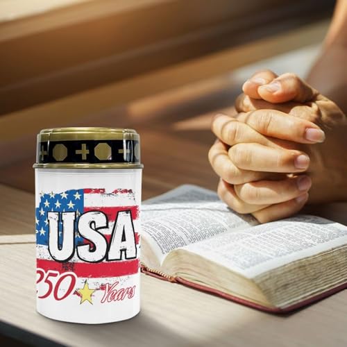 Image of Poceacles USA Flag 250 Years Print Outdoor Lights Solar Grave Candle Solar Cemetery Candles LED Automatic Patriotic Flameless Cemetery Lights for America 250th Independence Day Decor, Set of 6