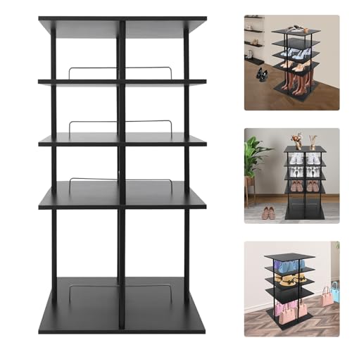 Étagère à chaussures rotative noire | Plus de désordre dans votre dressing !