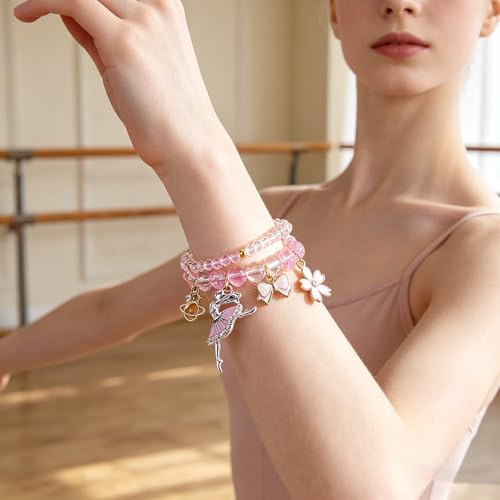 Image of Ballerina Bracelet Dance Recital Bracelet Ballerina Blue Bracelet Cute Ballerina Dance Beaded Bracelet Ballerina Friendship Bracelets Ballerina Party Jewellery