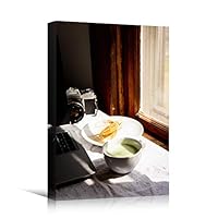 Canvas Wall Art Breakfast Platter Coffee Drinks Kitchen Multicolor Photography Rustic Urban - 12x18 inches