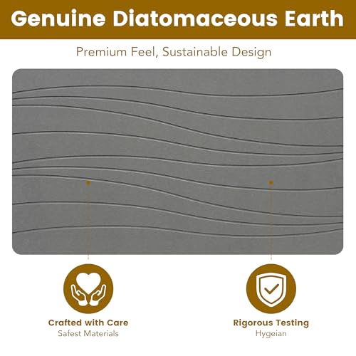 Extra Large Stone Bath Mat, 30'' x 17'' Diatomaceous Earth Non-Slip Stone Shower Mat, Super Absorbent Diatomite Stone Mats for Bathroom Dark Gray XL Flow by Drvykkn - Used condition - Image 5