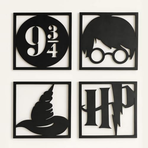 Kit 4 Quadros Decorativos Harry Potter MDF 20x20 Cada Unidade - C...