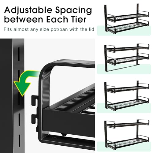 Pxrack WALL-MOUNTED EXPANDED 30 Inch Expandable Hanging Pot Rack, 2 Tier Adjustable Pot And Pan Rack For Kitchen Organizers And Storage, Heavy Duty Pot And Pan Organizer, Wall Mounted Pot Lid Organizer thumb #2