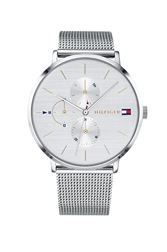Tommy Hilfiger Multi Zifferblatt Quarz Uhr für Damen mit Silbernes Edelstahl-Mesh-Gliederarmband - 1781942 Tommy Hilfiger Multi Zifferblatt Quarz Uhr für Damen mit Silbernes Edelstahl-Mesh-Gliederarmband - 1781942