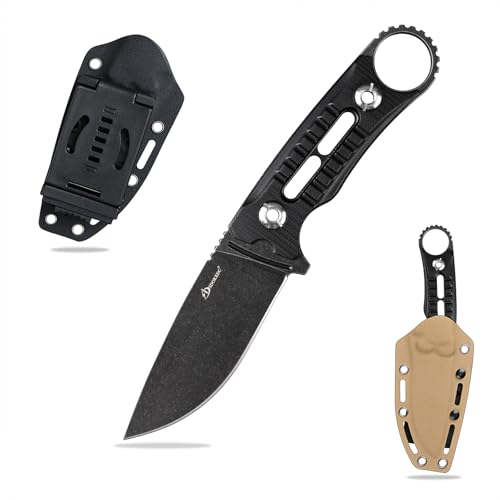 SDOKEDC Knives DC53 Steel Tactical Fixed Blade Knife G10 Handle with kydex sheath for Men Camping Survival Hunting Outdoor EDC (Black+Black)
