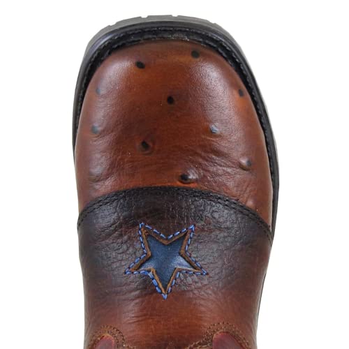 Image of Smoky Mountain Toddlers' Autry Square Toe Two-Tone Distressed Leather Cognac /Red Crackle Boots 3M