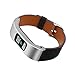 DuiGong Compatible for Garmin vivofit 4 Bands for Women Replacement Leather Strap with Silver Stainless Steel Protector Case - Black