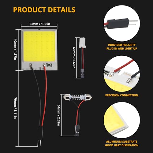 4 bombillas LED COB 48SMD blancas para interior de auto miniatura 3