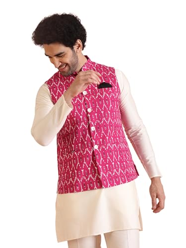 Image of KISAH Men's Jacket - Printed Cotton Blend - Indian Wedding Outfit for Men - Ideal for Weddings and Festivals
