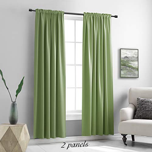 Image of DONREN Sage Green Blackout Curtains - 90 Inches Long Thermal Insulated Room Darkening Curtains for Bedroom (Set of 2 Panels,52 Inch Width)