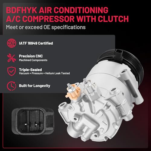 BDFHYK AP3119D629BA Air Conditioning A/C Compressor with Clutch Compatible with Ford Fiesta L4 1.6L 2014 2015 2016 2017 2018 2019