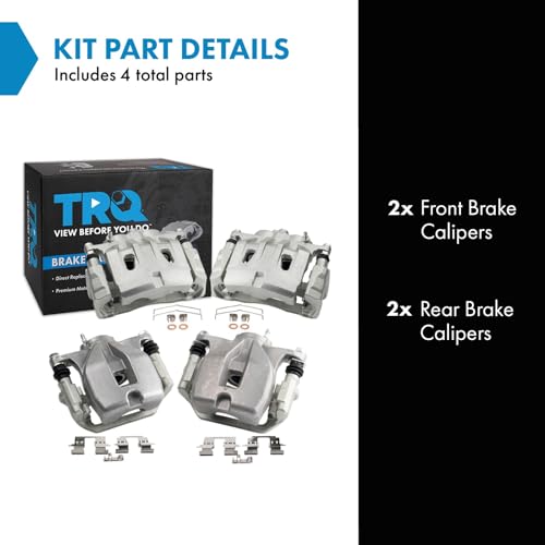 Image of TRQ Front and Rear Brake Caliper Set Zinc Coated Brackets Compatible with 2010-2013 Toyota Highlander