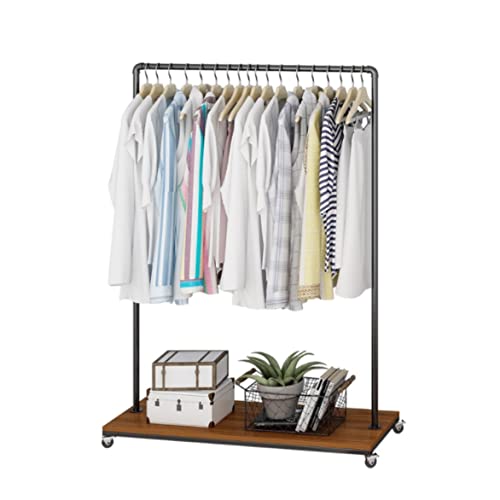 コートハンガー スタイリッシュでシンプルなメタルコートスタンド水道管工業用風サスペンションコートラック無垢材ベース収納ラック ハンガーラック (Color : B, Size : 160*120*40CM)