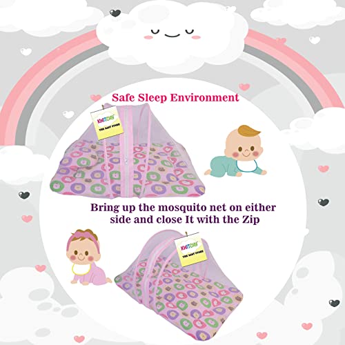 Image of Kwitchy New Born Baby Bedding Combo of Mattress with Net | 4 Pcs Gadda Set (0-6 Months) Pink (3PCS Set)