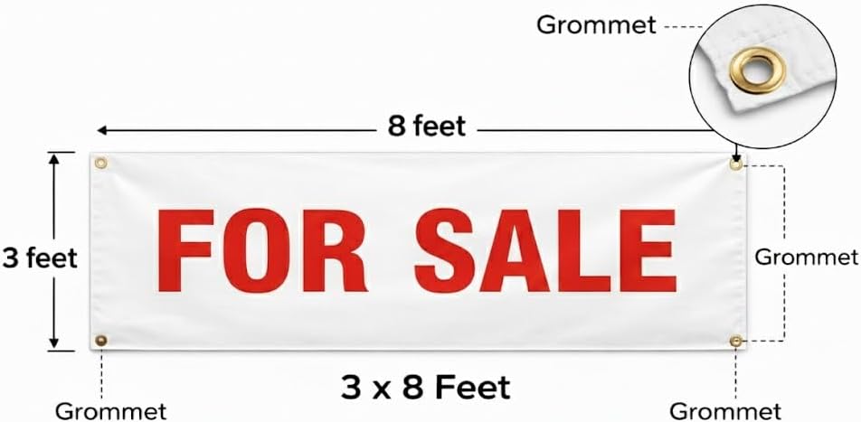 For sale/Now open3x8 Feet Large “Now Open” Banner – Bold, Weatherproof Vinyl Sign for Retail Stores & Businesses (White)