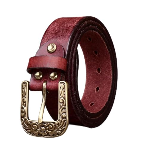 5.5MM Thickened Men's Top Layer Cowhide Retro Belt Personalized Copper Buckle Outdoor Tactical Trend Casual Belt Gifts for Men(Brown 3,120)