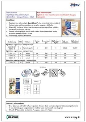 Avery C32011-25 Printable Single-Sided Business Cards, 10 Cards Per A4 Sheet