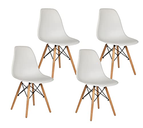 MOBLÜX DECO Set de 4 Sillas Holly Estilo Eames (White)