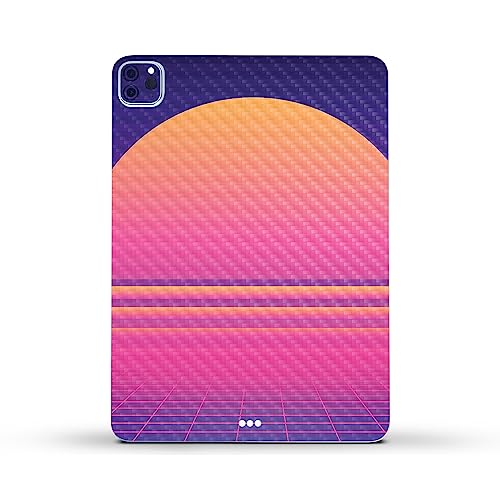 Image of MightySkins Carbon Fiber Skin Compatible With Apple iPad Pro 11 inch M2 4th Gen (2022) Full Wrap Kit - Synthwave Sunset | Protective, Durable Textured Carbon Fiber Finish | Easy To Apply | Made in the USA