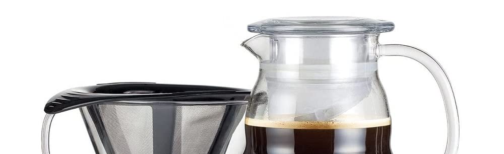 Bodum 11762-10-01S Melior Edelstahl Feinmaschige Dauerfilterkaffeemaschine 8 Tassen mit Tritan-Filterhalter, Glas, Transparent, 1 L, 13.9 x 20.2 x 30.1 cm, 1 Einheiten