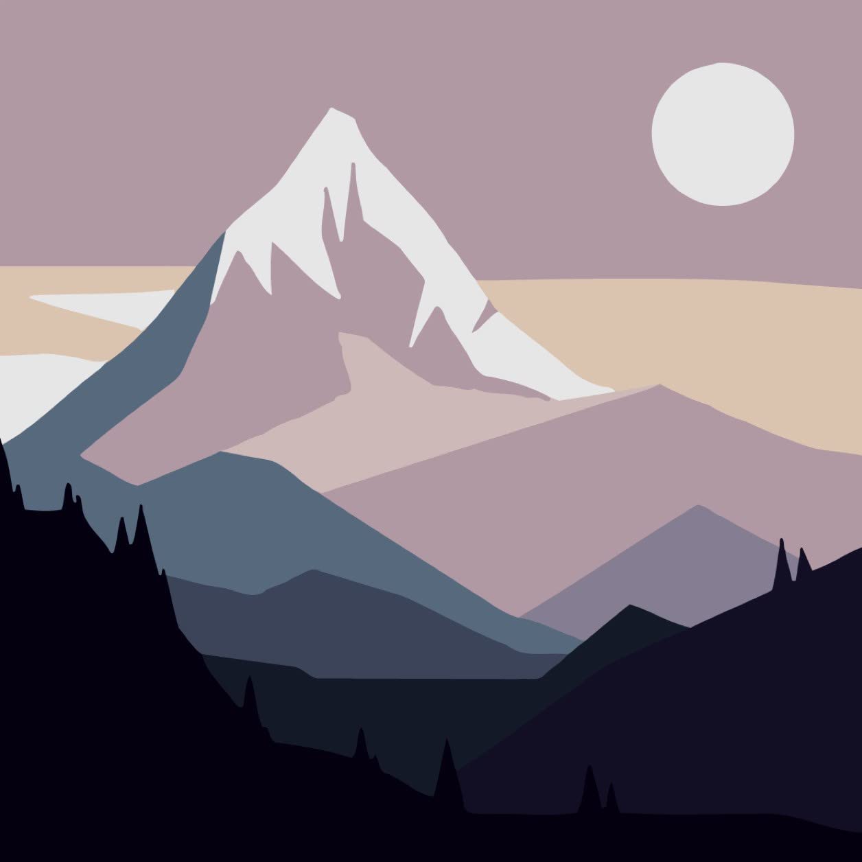 Model Topline Mini Canvas Paint By Number Kit DIY Craft For Kids & Adults Framed 20 * 20 CM Canvas Size (Mountain)