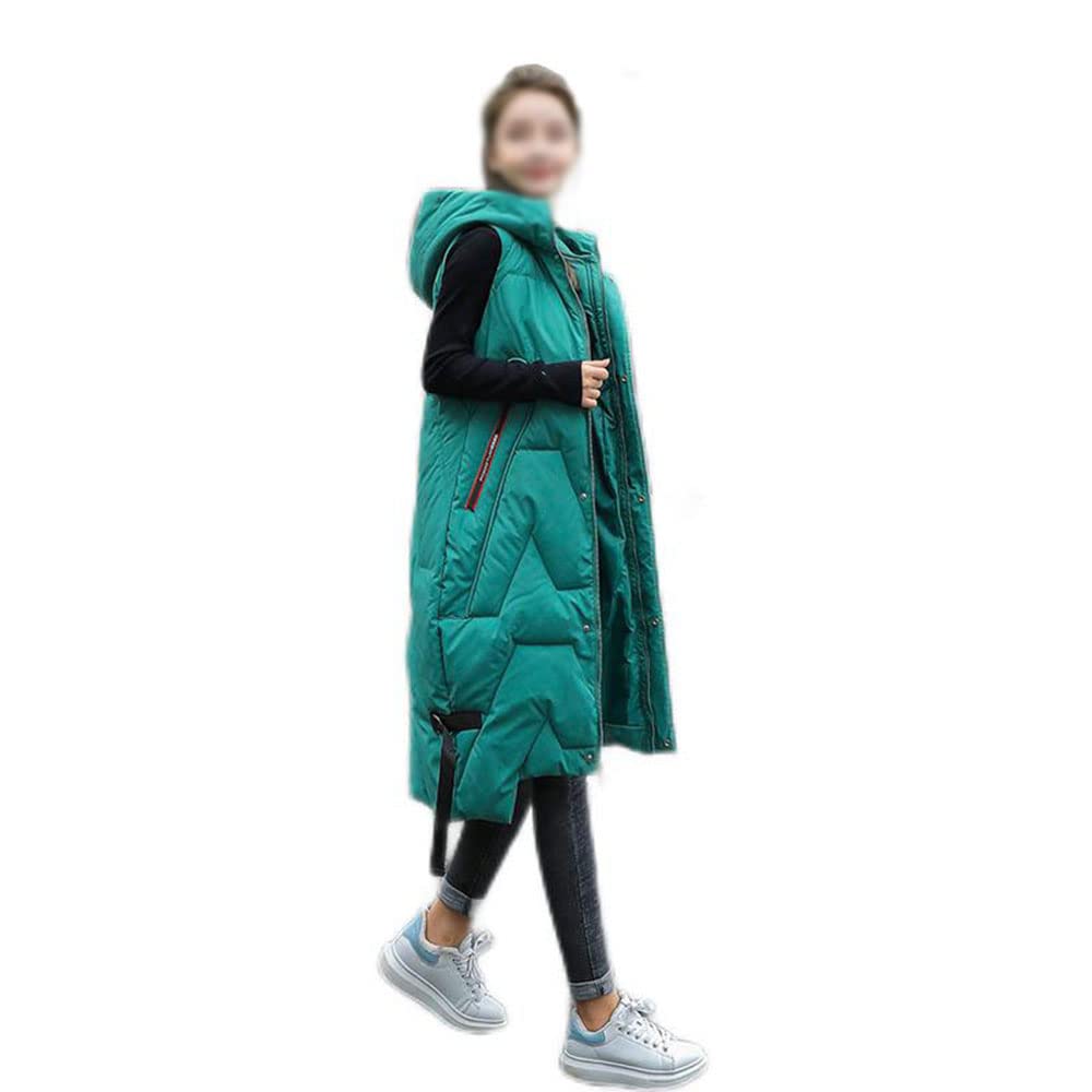 Gilet Invernale Lungo Da Donna, Con Cappuccio, Invernale, Senza Maniche, Caldo, Con Tasche, Gilet Invernale Imbottito Lungo Trapuntato Giacca Da Donna Smanicato Piumino,Verde,XL