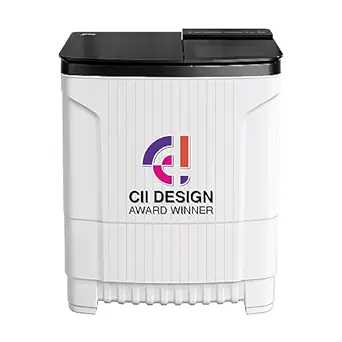 Godrej 8 Kg 5 Star Tri-Roto Scrub Pulsator Semi-Automatic Top Load Washing Machine Appliance (WSEDGE ULT 80 5.0 DB2M CSBK, Crystal Black)