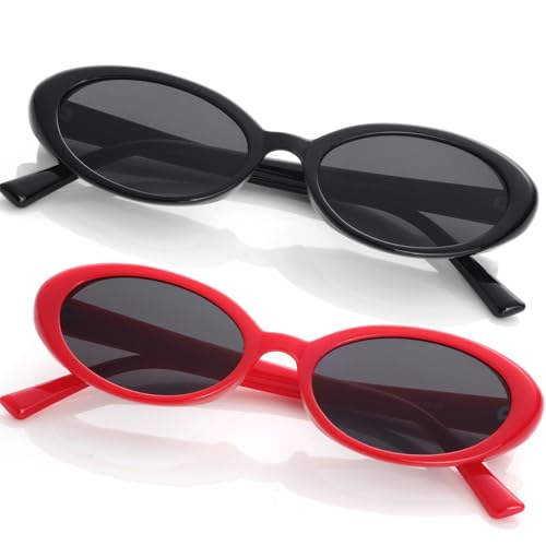 Image of Retro Oval Sunglasses for Women Men 90s Style Vintage Small Sun Glasses UV400 Protection Shades
