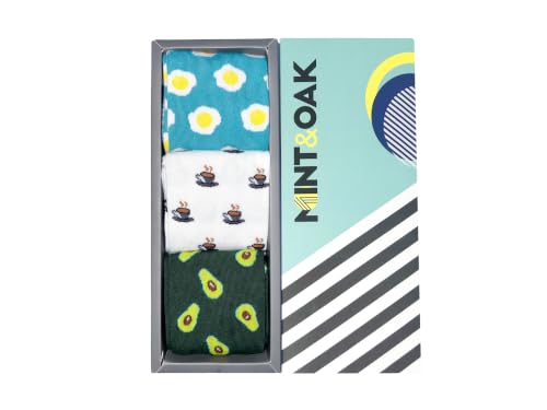 Image of Mint & Oak Long Socks For Men, Soft Cotton Calf Length Socks, Colorful Sock Gift For Men, Full Length & Odour Free, Funky Socks - Gift Box of 3