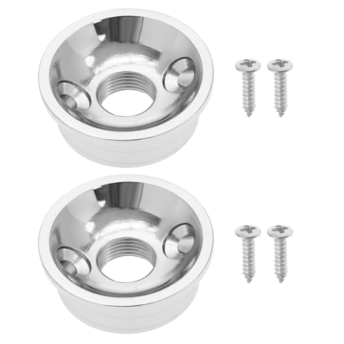 LT Easiyl 2pcs M9 Guitar Jack Board Metal Cover Plate Socket Metric Threaded Jack Baffle Fixing Cover Suitable for Electric Guitars Silver