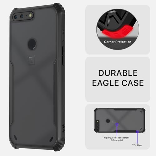 Image of Outlouders Back Cover for OnePlus 5T | Ultra Hybrid Transparent | Full Camera Protection | Raised Edge | Crystal Clear Bumper Case (Black)