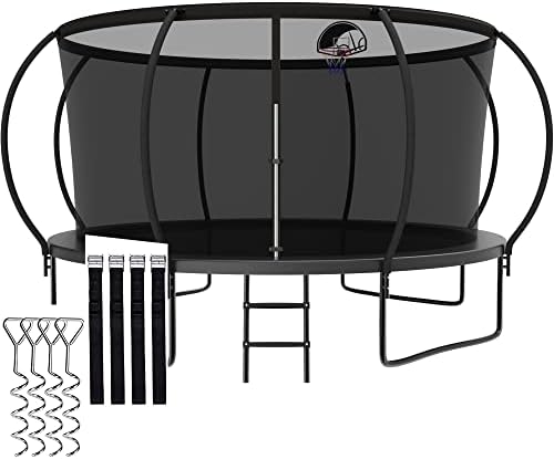CITYLE Tranpoline 1500LBS 12 14 FT Tranpoline for Kids and Adults Tranpoline with Enclosure Net, Wind Stakes, Basketball Hoop, Heavy Duty Recreational Tranpolines – ASTM Approved