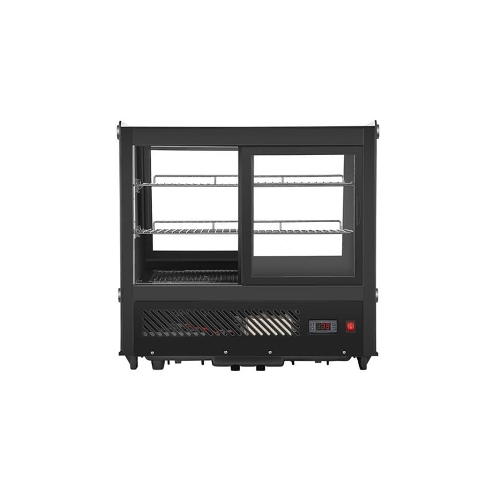 Pemberly Row 28" Countertop Display Refrigerator, Black Finish, 3.8 Cu. Ft, Self-Service Bakery Case with LED Lighting, Glass Front, Digital Temperature Control, Ideal for Baked Goods and Desserts on Fridge.com