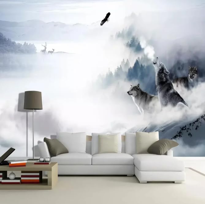 Papier peint loup moderne photo murale montagne wapiti pour décoration de fond de mur salon
