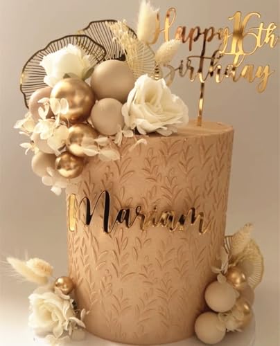 Boho champagne cake decoration golden balls cake decoration gold palm leaves cake topper boho white gold ball for wedding birthday anniversary