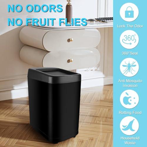 Caneca de Basura Automática con Sensor y Ruedas Negra 13 Gal miniatura 5