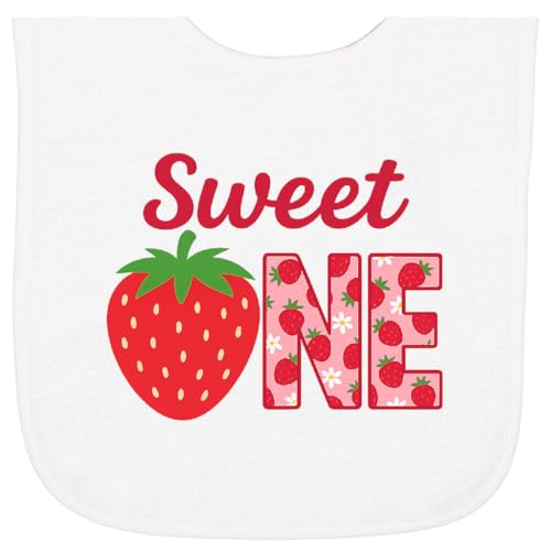 inktastic Sweet 1 Strawberry Birthday Baby Terry Cloth Bib
