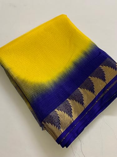 Image of Women's Bhagalpuri Pure Kota Doria Silk Net Saree With Temple Zari Border and Running Blouse Piece