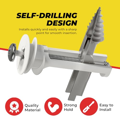 Qualihome QHPTA100-10 Heavy Duty Drywall Anchors And Screws Kit Including Toggle Anchors & Screws Durable Zinc Plastic Self Drilling Drywall Anchors thumb #3
