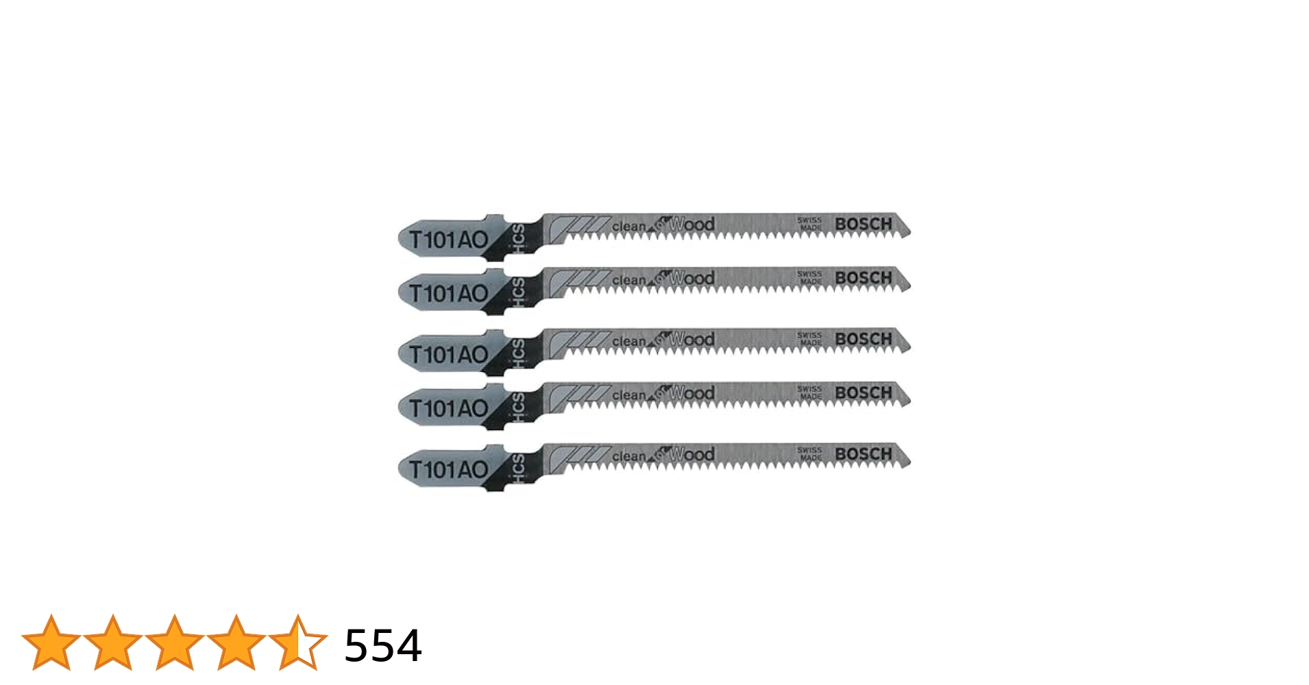 Bosch T101AO 5-Piece 3-1/4 In. 20 TPI Clean for Wood T-Shank