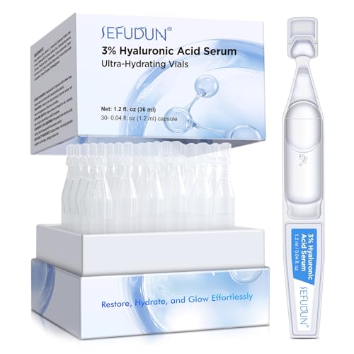 P-Beauty Sérum con ácido hialurónico al 3 %, en ampollas, hidratación intensa, reducción de arrugas, antienvejecimiento y piel radiante lisa, ampollas de suero hialurónico (1 paquete de 30 barras)