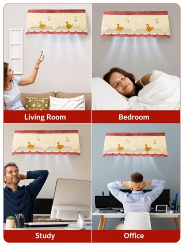 Image of Premium Cotton Net Split AC Cover for 1.5 Ton Indoor Unit | Designer Summer AC Dust Protection Cover | Stylish Protective AC Cover | 38 x 15.35 x 7.8 In | Peach Net