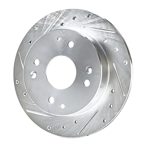 Image of Detroit Axle - Rear Brake Kit for 1997 CL, 1991-1997 Honda Accord Replacement 1991 1992 1993 1994 1995 1996 1997 Drilled & Slotted Disc Brake Rotors Ceramic Brakes Pads