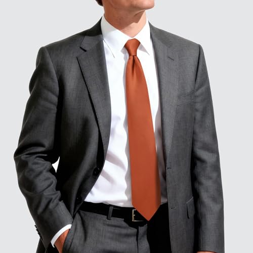 Image of Hi-Tie Men's Extra Long Solid Satin Tie Set 63 Inch /70 Inch Formal Necktie