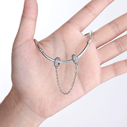 Cadena de seguridad plata de ley 925 pulsera estilo europeo mujer 2