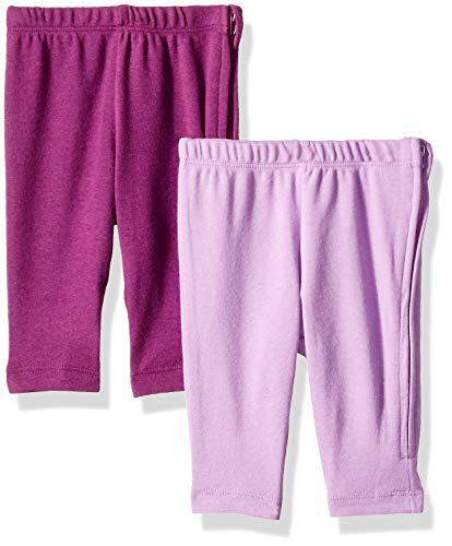 Hanes Baby Zippin 2 Pack Knit Leggings with Side Zipper, Purple, 6-12 Months