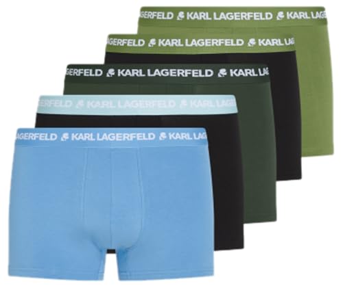 KARL LAGERFELD Herren Logo Trunk Multiband (5 Pack) Dill/Wald/Silber/Blau L