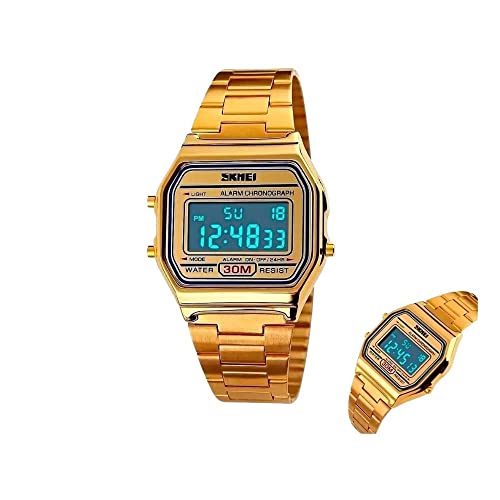 Relógio Digital, Skmei, Unissex, 1123, Dourado