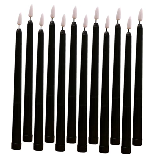 Bougies LED coniques couleur noire à piles effet vacillant pour bougeoirs