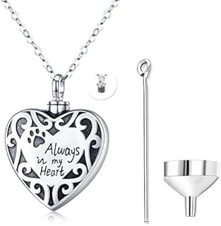 Heart Cremation Jewelry Necklace for Ashes Dog,Silver Urn Necklaces Owl Pendant Locket for Ashes Dog Memorial Jewelry Urns Gifts Charm,Heart Locket Pendant with Filling Kit